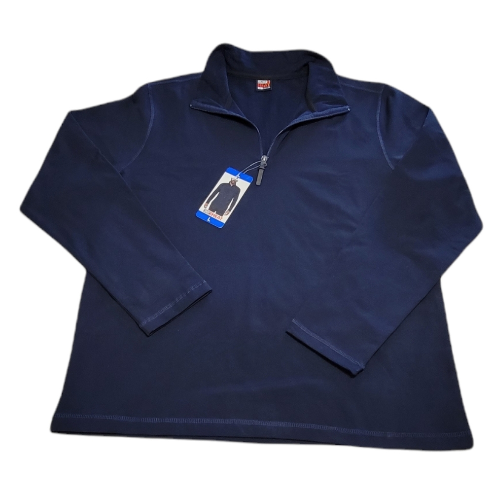 32 Heat Stormy Night Blue Half Zip Long‎ Sleeve Men Shirt Size L - Picture 2 of 13